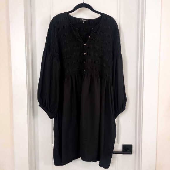 Madewell Button-Front Mini Dress - 1X - Black - Picture 5 of 7